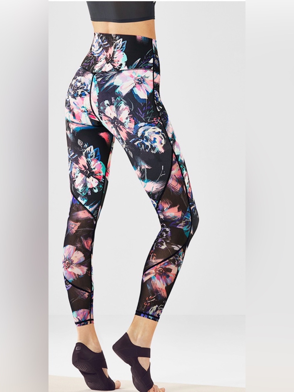 Fabletics High-Waisted Mesh PureLuxe Leggings w/ floral print. Hidden pocket. XL